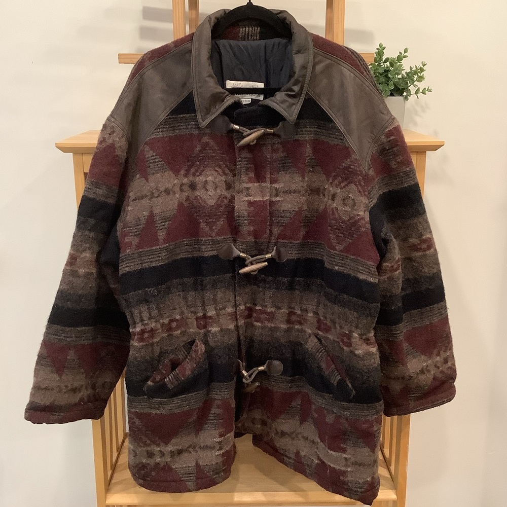 Rare Vintage 1990s NORTHWOODS Aztec Wool Blend Quilted Jacket Made in Canada